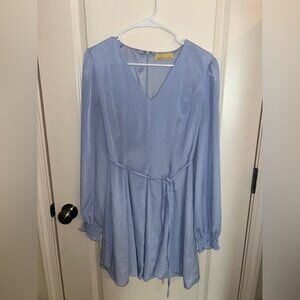 How Very Loved Periwinkle Blue Mini Dress, Longsleeve